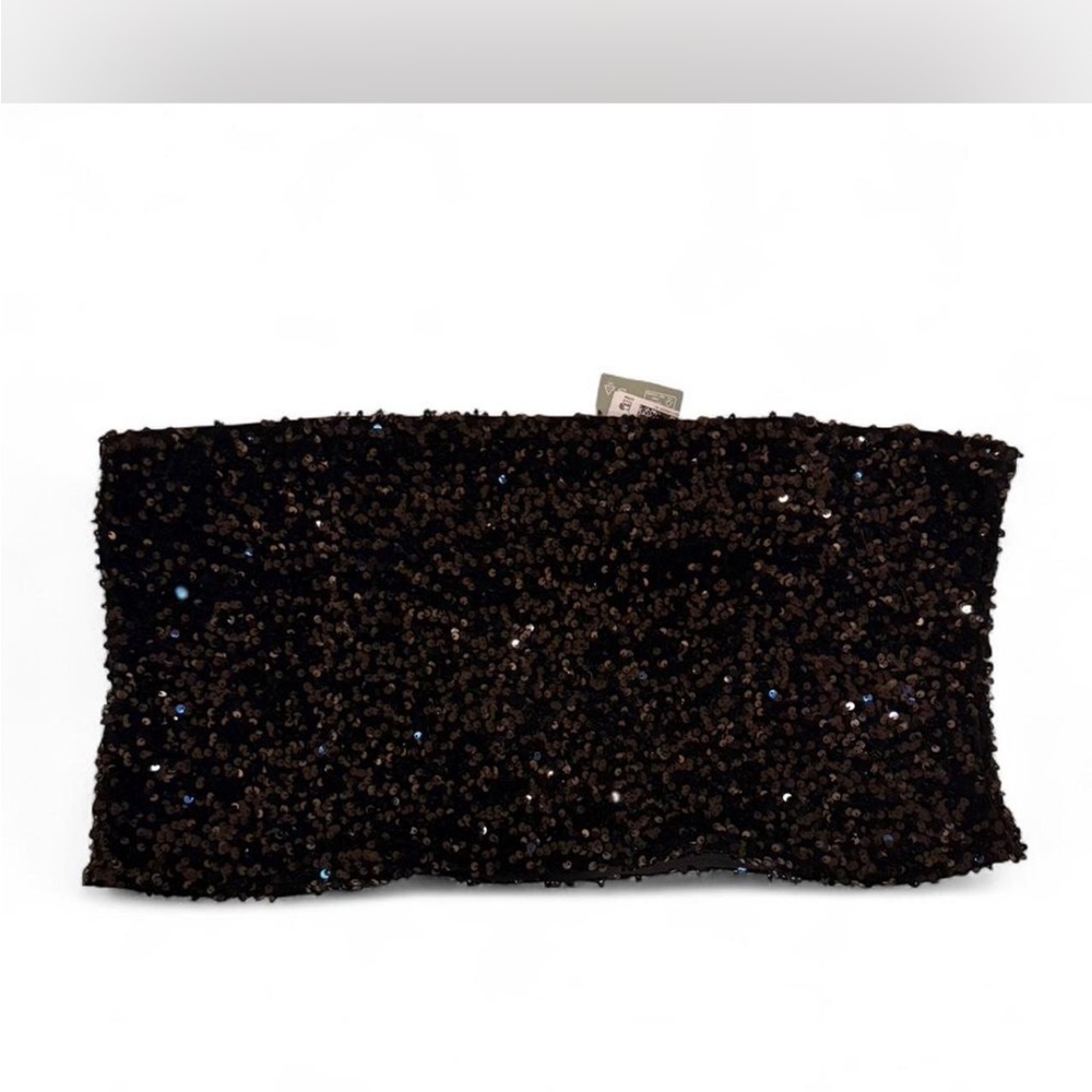 H&M Black Sequin Strapless Crop Top